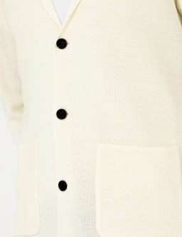 Белый трикотажный кардиган приталенного кроя с v-образным вырезом - Cacharel фото 7