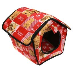 Домик для кошек и собак набор 3шт: 42,5х40х37см, 37х25х31см, 31,5х23х25см Верный друг ткань, поролон, на молнии, складной, красный (Китай) - Домашняя мода фото 2