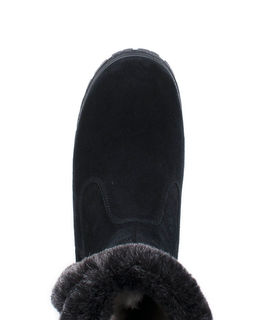 Полусапожки женские на литой подошве, черные, замша, молния.