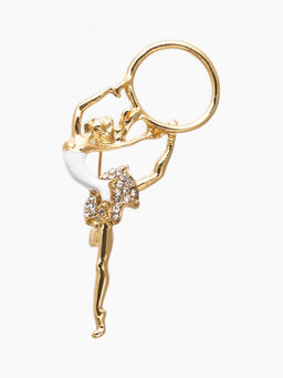 Цена за 2 шт. Брошь Гимнастка с хулахупом, цвет белый в золоте