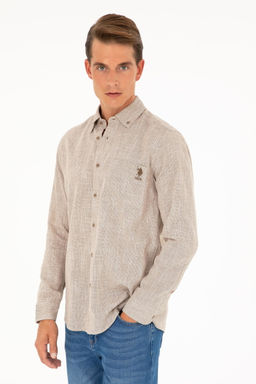 U. S. Polo Assn / Мужская рубашка цвета хаки с длинным рукавом