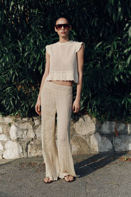 PANTAL?N COMBINADO CROCHET / Crudo / Vigor? - Zara фото 2