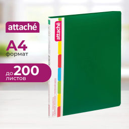 Скоросшиватель пластиковый с внутренним карманом Attache А4 зел 200л,0,7 мм  фото 2