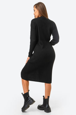 Женское вязаное платье в рубчик оверсайз Happyfox