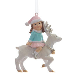 Изделие декоративное подвесное "Мальчик/Девочка на олене", L7 W3,5 H8,5 см, 2в.