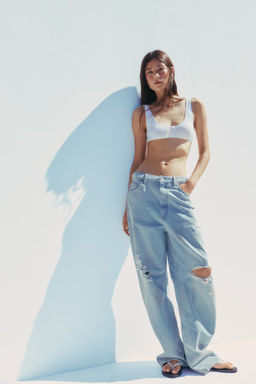 TRF RIPPED BAGGY MID-WAIST JEANS