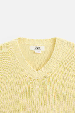 V-NECK SWEATER WITH TEXTURED WEAVE - Zara фото 9