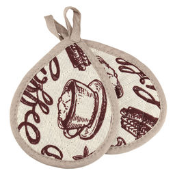 Кухонный комплект Эспрессо, вид 1/1: прихватка 18х16см форма Капелька - 2шт, рогожка 171г/м2, хлопок 100%, наполнитель - ватин 280г/м2, на пластмассовом подвесе, Домашняя мода (Россия)  фото 2