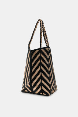 BOLSO RAYAS YUTE 100% / Tostado - Zara фото 4