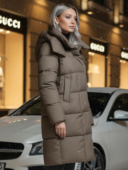 Пальто зимнее Visdeer утепленное утеплитель 240 г/м² коричневое  фото 23