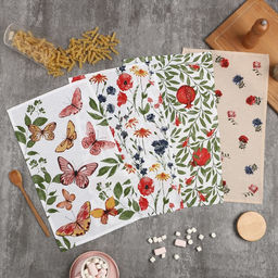 Набор полотенец Доляна Луговые цветы 28х46 см - 4 шт, 100% хлопок, вафля 160 г/м2