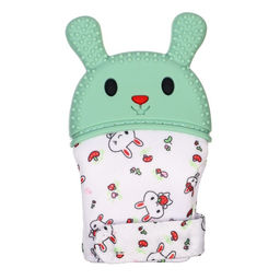 Прорезыватель-рукавичка Крошка Я «Зайка», от 3 мес., голубой/зеленый