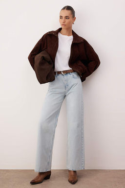 Ac?k Mavi Kemerli Yuksek Bel Wide Leg Palazzo Jeans TWOAW26JE00271 - Trendyolmilla фото 4