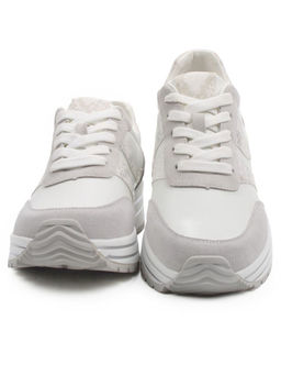 03-A1003-9 WHITE/LT. GRAY Кроссовки женские (натуральная кожа, натуральная замша)