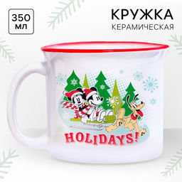 Кружка керамическая новогодняя Holidays, Микки Маус и друзья, 250 мл