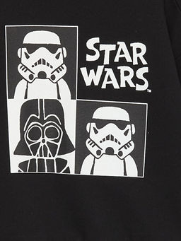 Bisiklet Yaka Star Wars Bask?l? Uzun Kollu Erkek Bebek Sweatshirt - Waikiki фото 2