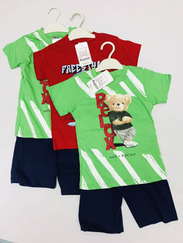 (Уп. 3 шт) Костюм: футболка, шорты, цвет в миксе, раз.3-5лет, медвежонок