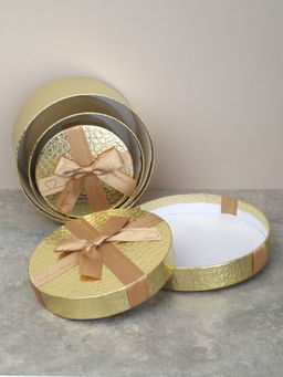 Коробка подарочная круглая 3 штуки 20х20х11 см / 3406-01 /уп 30/золото - ГалеонТрейд фото 5