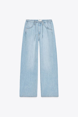 DRAWSTRING LOOSE-FITTING DENIM TROUSERS - Zara фото 21