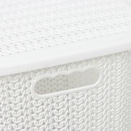 Корзина бельевая «Вязь», 60 л, 44×36×52 см, с крышкой, белая