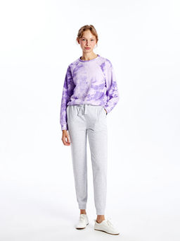 Bisiklet Yaka Batik Desenli Kad?n Kal?n Sweatshirt