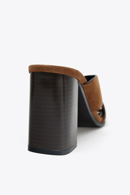 SPLIT SUEDE BLOCK HEEL SANDALS - Zara фото 6