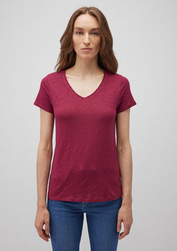 V Yaka Flaml? Bordo Basic Tisort - Mavi фото 3
