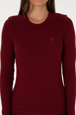 Kad_n Bordo Bisiklet Yaka Basic Kazak Sepette S_rpriz _ndirim - U.s. polo assn фото 6