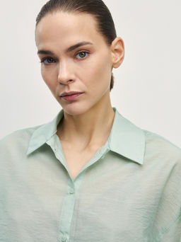 Рубашка из хлопка с коротким рукавом / Zarina фото 6