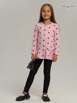 Костюм Алиса черные сердечки на розовом-черная