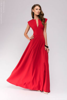 Платье красное длины макси с глубоким декольте - 1001dress фото 5