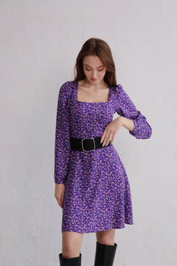 Платье с вырезом каре фиолетовое в цветочек - Martichelli фото 16