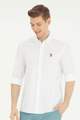 U. S. Polo Assn / Мужская белая базовая рубашка с длинным рукавом - U.s. polo assn фото 3