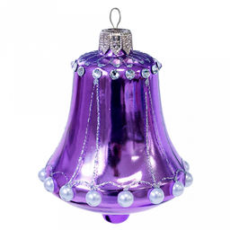 Елочная игрушка фигурка стеклянная "Колокольчик-6" д5,3см, h8,5см, ручная художественная роспись, подарочная упаковка (Россия)