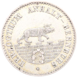Монета 1/6 талера 1856 года А Ангальт-Бернбург