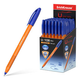Цена за 50 шт. Ручка шариковая ErichKrause U-108 Stick Orange 0.7, Ultra Glide Technology, цвет чернил синий (в коробке по 50 шт.)
