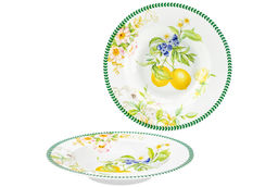 Набор тарелок 2 пр. 400 мл 22*22*4 см Лимоны глубокие, NEW BONE CHINA