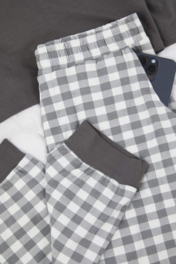 Lacivert Regular Ekose / Kareli Orme Pijama Tak?m? TMNAW26PT00055 - Trendyolmilla фото 16