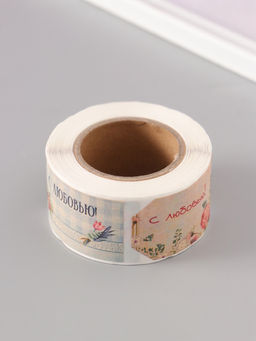 Наклейка бумага крафт Бирки. Цветы. Винтаж, 3?5 см 200 шт., в рулоне