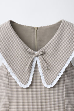 CHECK DRESS WITH RUFFLES AND LACE TRIM - Zara фото 3