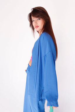 9513 Костюм из кимоно и брюк-палаццо в цвете электрик - Martichelli фото 9