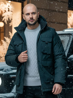 Куртка - жилетка трансформер с подогревом 2 в 1 мужская зимняя темно-синего цвета 6668TS - Mtforce фото 36