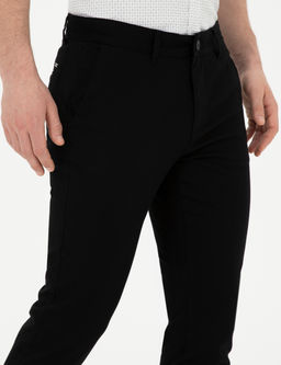 Siyah Slim Fit Kanvas Pantolon
