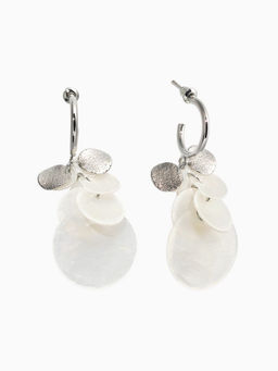 Серьги «Морской мир» чешуя, белые в серебре