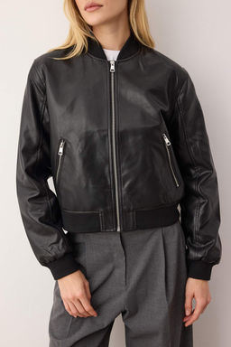 Siyah Regular Kal?p Suni Deri Bomber Ince Ceket Mont TWOAW26MO00084 - Trendyolmilla фото 13