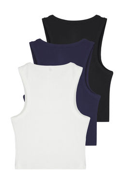 TRENDYOLMILLA Siyah-Ekru-Lacivert Fitted Crop Esnek Orme Atlet TWOSS25AL00053  фото 9
