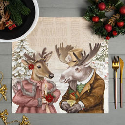 Набор салфеток сервировочных «Этель» Winter holidays, 4 шт., бежевые, 40×40 см