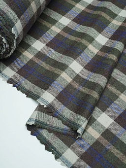 Шерсть пальтово-костюмная Твид Клетка цв.молочный/коричневый/зеленый, ш.1.5м, шерсть-60%, п/э-40%