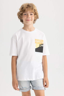 Футболка оверсайз с круглым вырезом и пышным принтом для мальчиков с короткими рукавами - Defacto фото 7