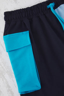 Lacivert Erkek Cocuk Pamuklu Renk Bloklu Beli Lastikli Orme Sort & Bermuda TKDSS25SR00001 - Trendyolmilla фото 6